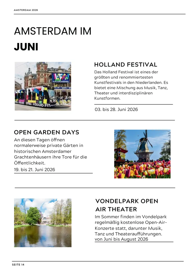Katalogseite 14 aus dem Monatsteil Juni: Empfehlungen und Veranstaltungen mit Fotos.